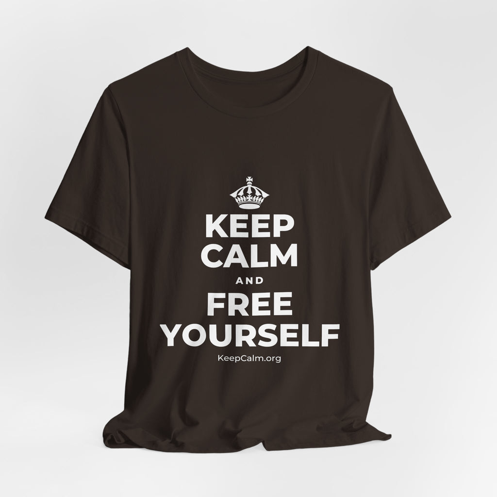 KEEP CALM AND FREE YOURSELF T-Shirt (Soft Cream–Heather Mauve)