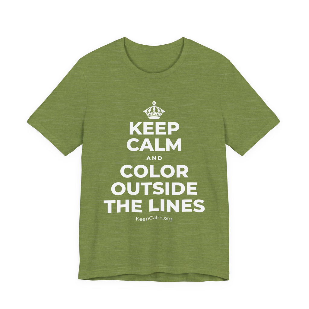 KEEP CALM AND COLOR OUTSIDE THE LINES T-Shirt (Baby Blue–Silver)