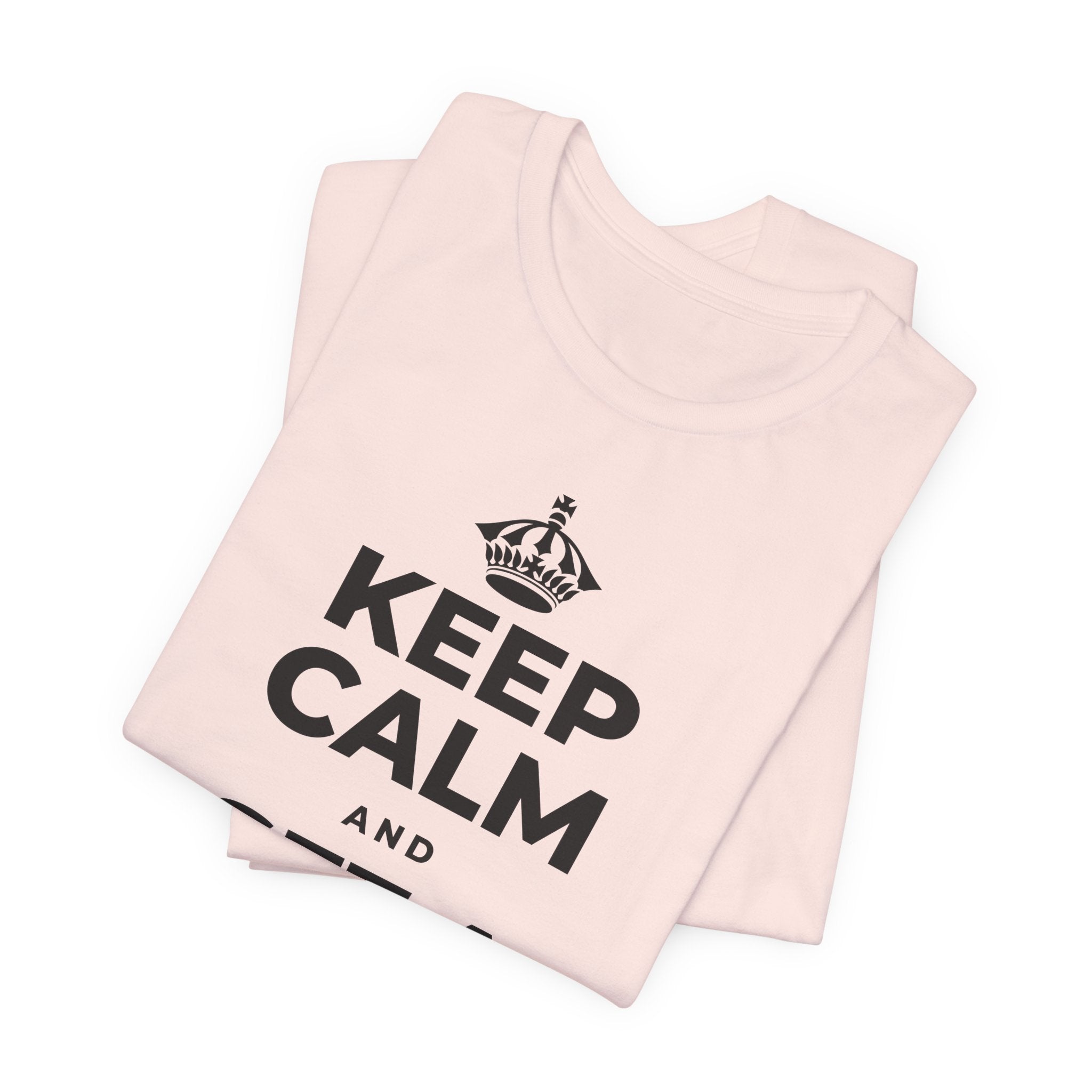 KEEP CALM AND SET A BOUNDARY T-Shirt (Soft Cream–Heather Mauve)