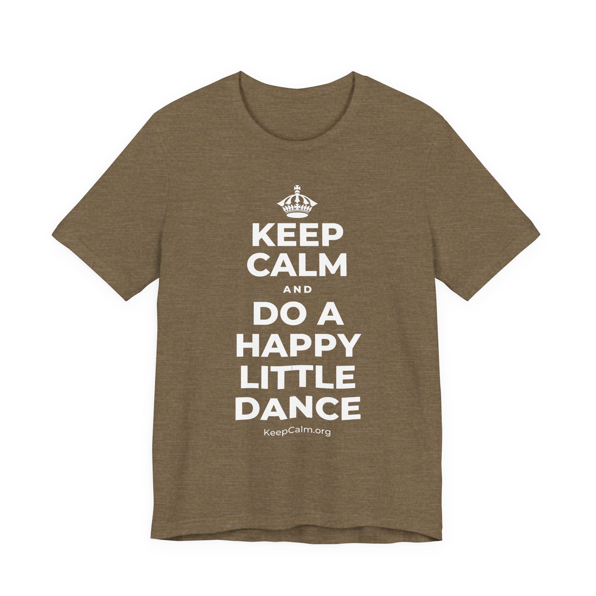 KEEP CALM AND DO A HAPPY LITTLE DANCE T-Shirt (Soft Cream–Heather Mauve)