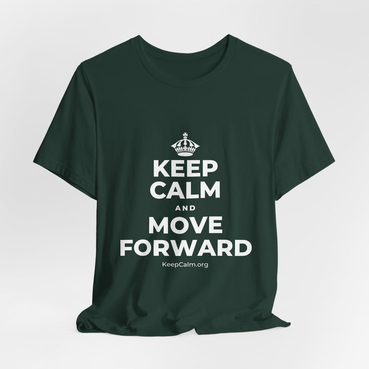 KEEP CALM AND MOVE FORWARD T-Shirt (White–Asphalt)
