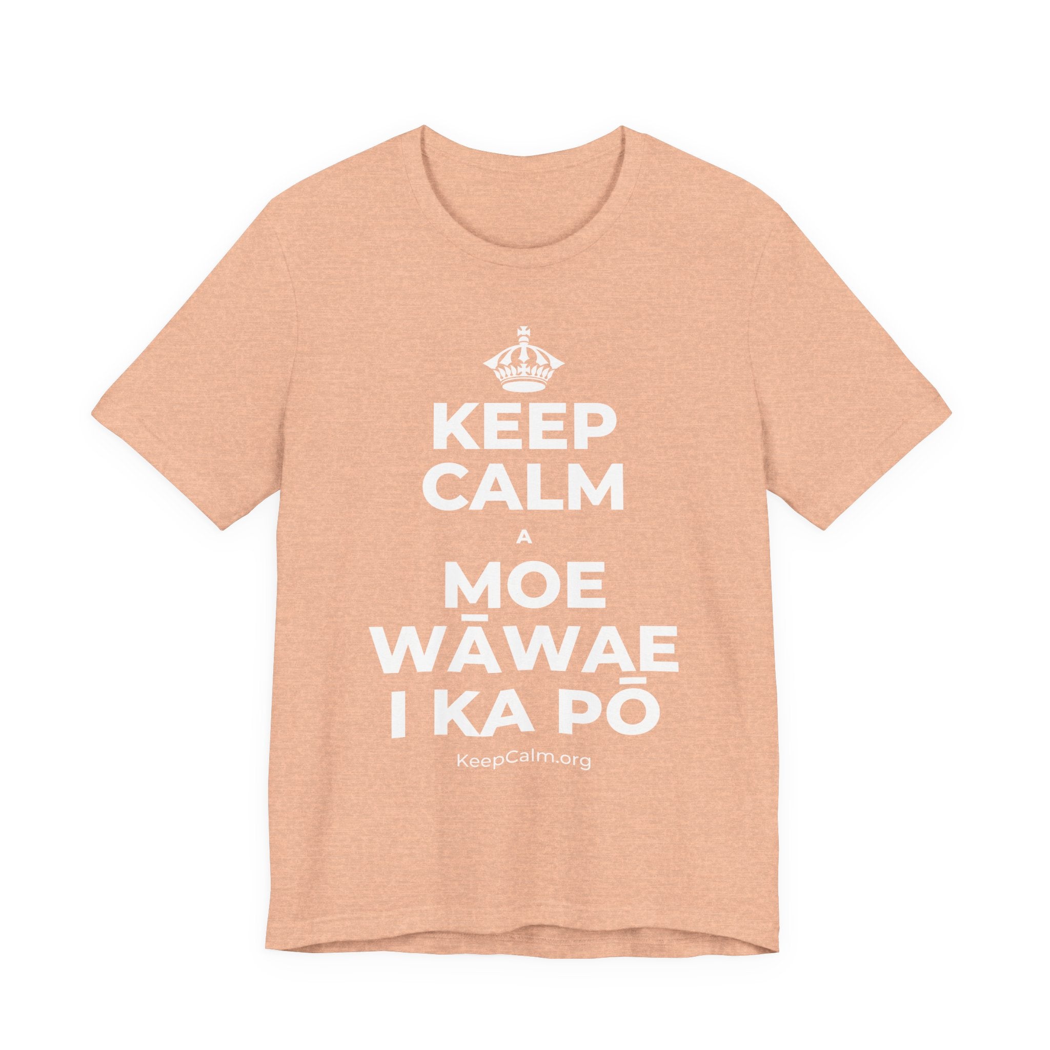 KEEP CALM A MOE WĀWAE I KA PŌ T-Shirt (Soft Cream–Heather Mauve)