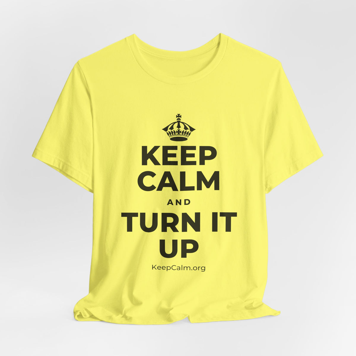 KEEP CALM AND TURN IT UP T-Shirt (Soft Cream–Heather Mauve)