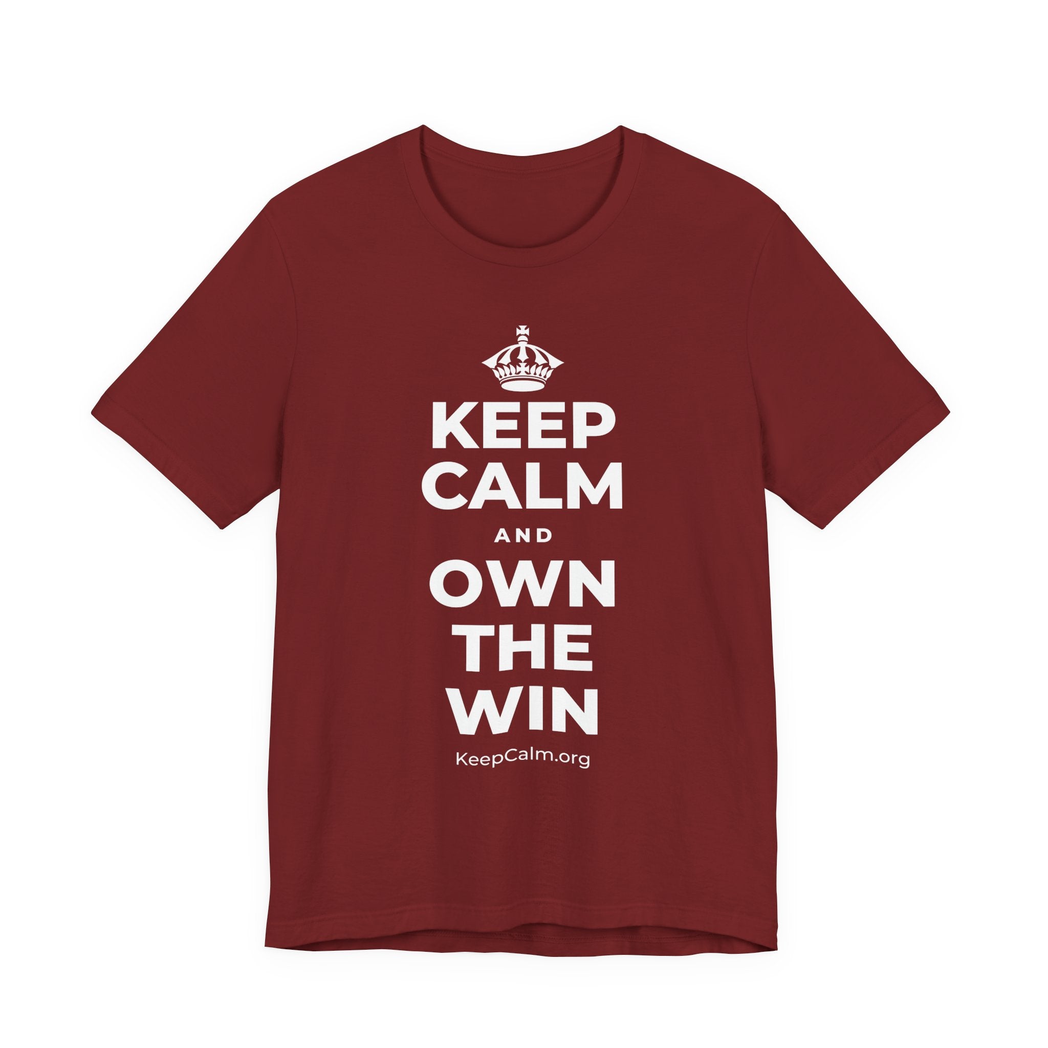 KEEP CALM AND OWN THE WIN T-Shirt (Baby Blue–Silver)