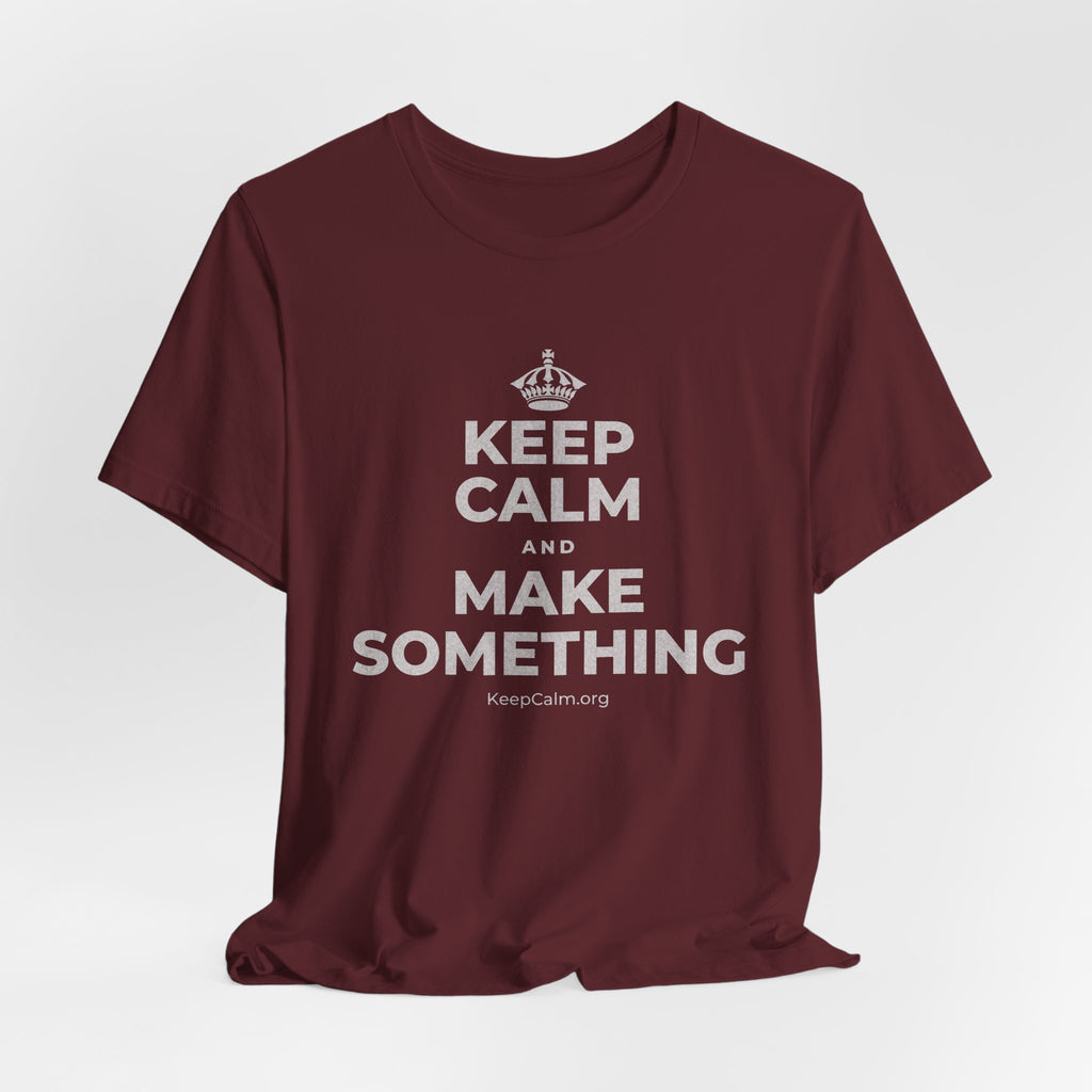 KEEP CALM AND MAKE SOMETHING T-Shirt (Baby Blue–Silver)