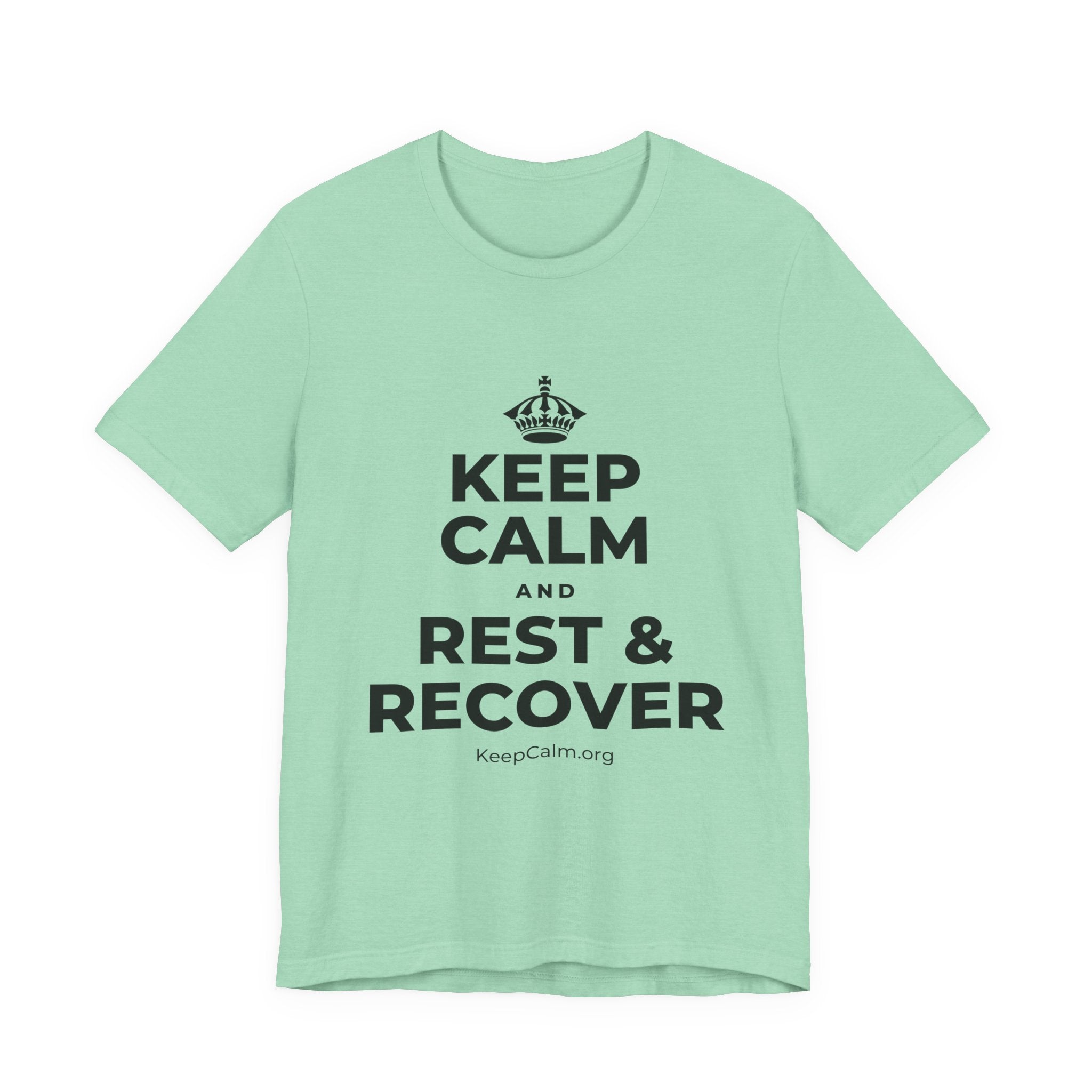 KEEP CALM AND REST & RECOVER T-Shirt (Baby Blue–Silver)