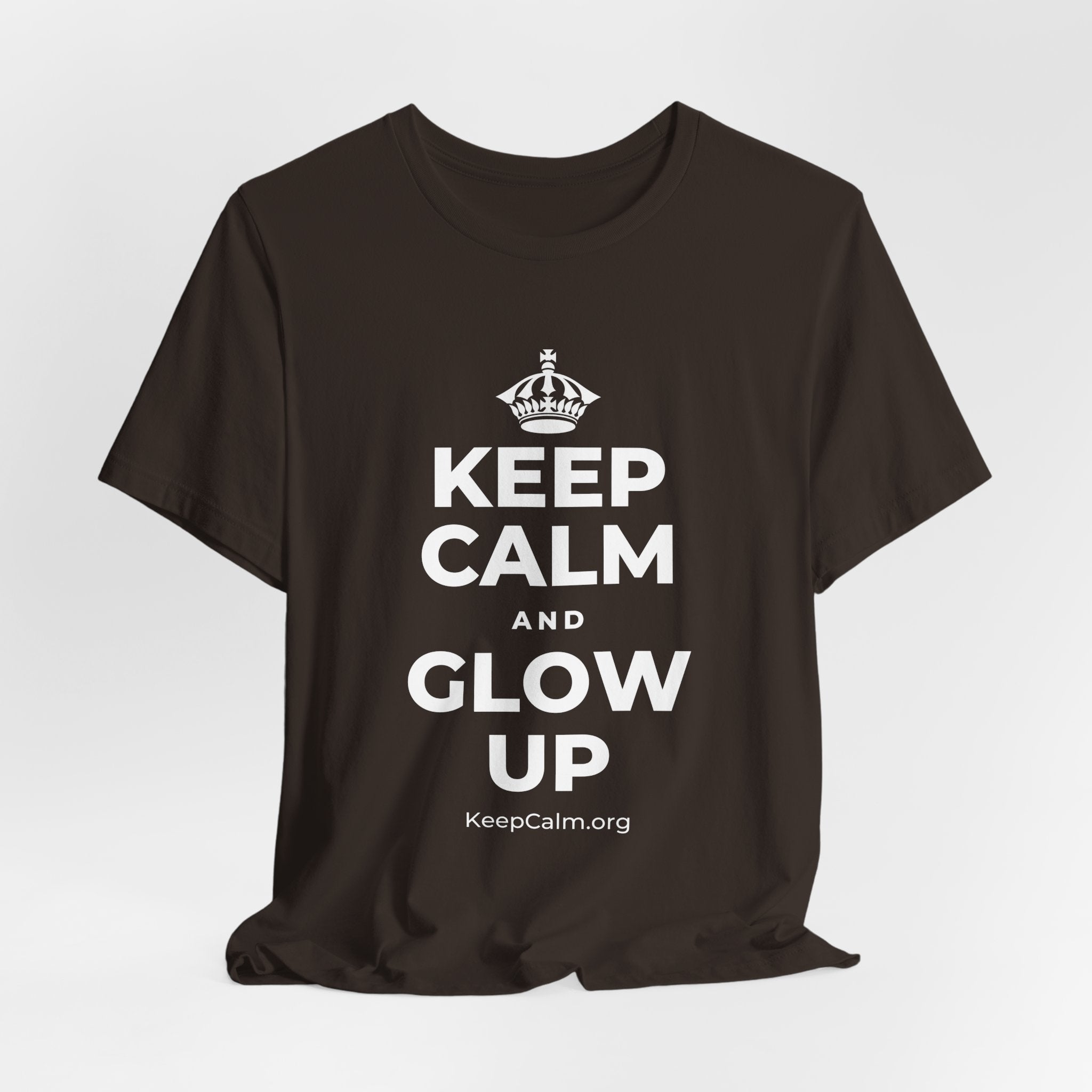 KEEP CALM AND GLOW UP T-Shirt (Soft Cream–Heather Mauve)