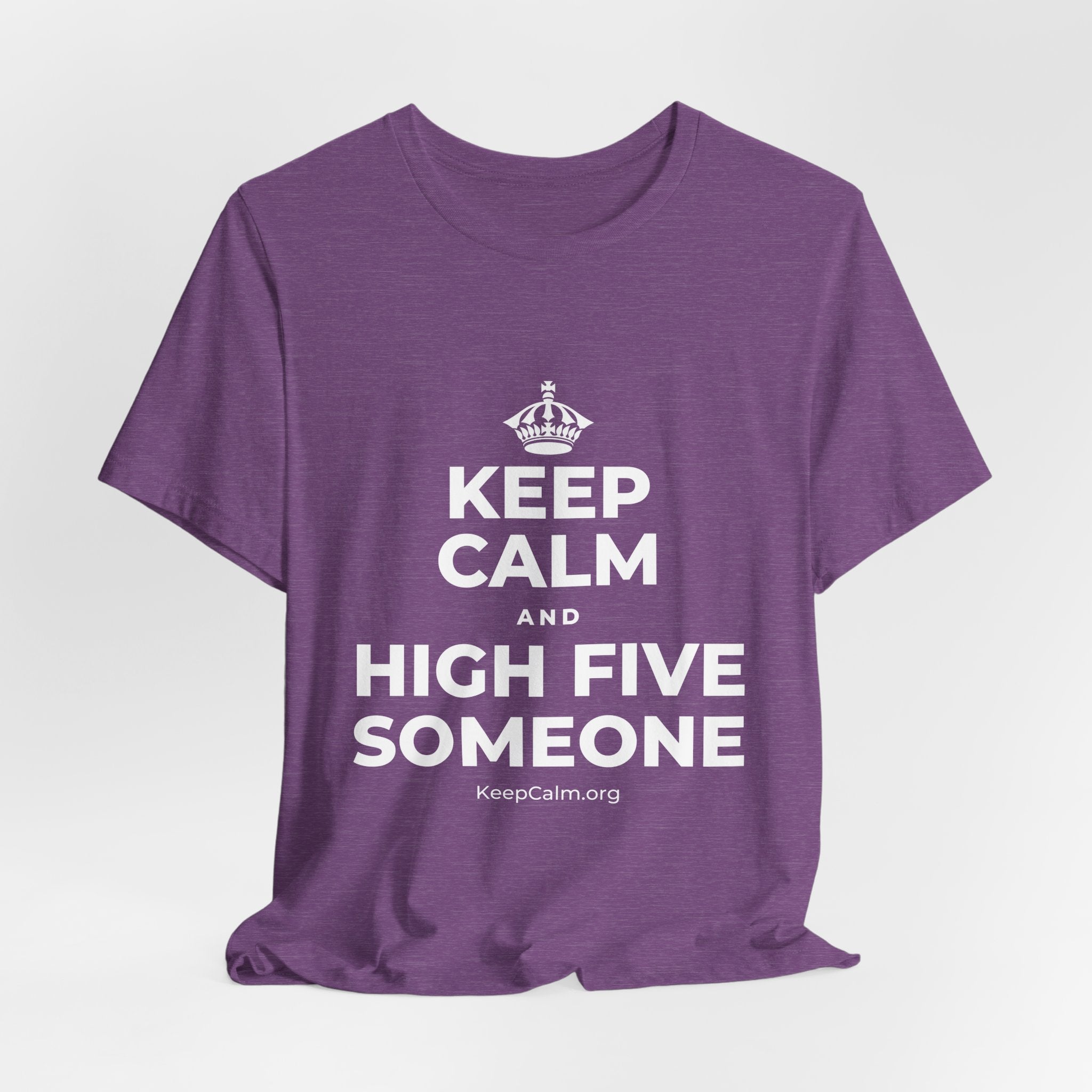 KEEP CALM AND HIGH FIVE SOMEONE T-Shirt (Baby Blue–Silver)