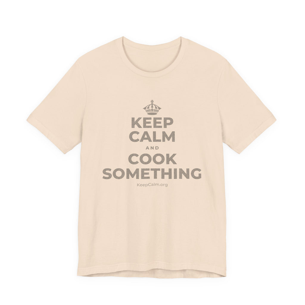 KEEP CALM AND COOK SOMETHING T-Shirt (Soft Cream–Heather Mauve)
