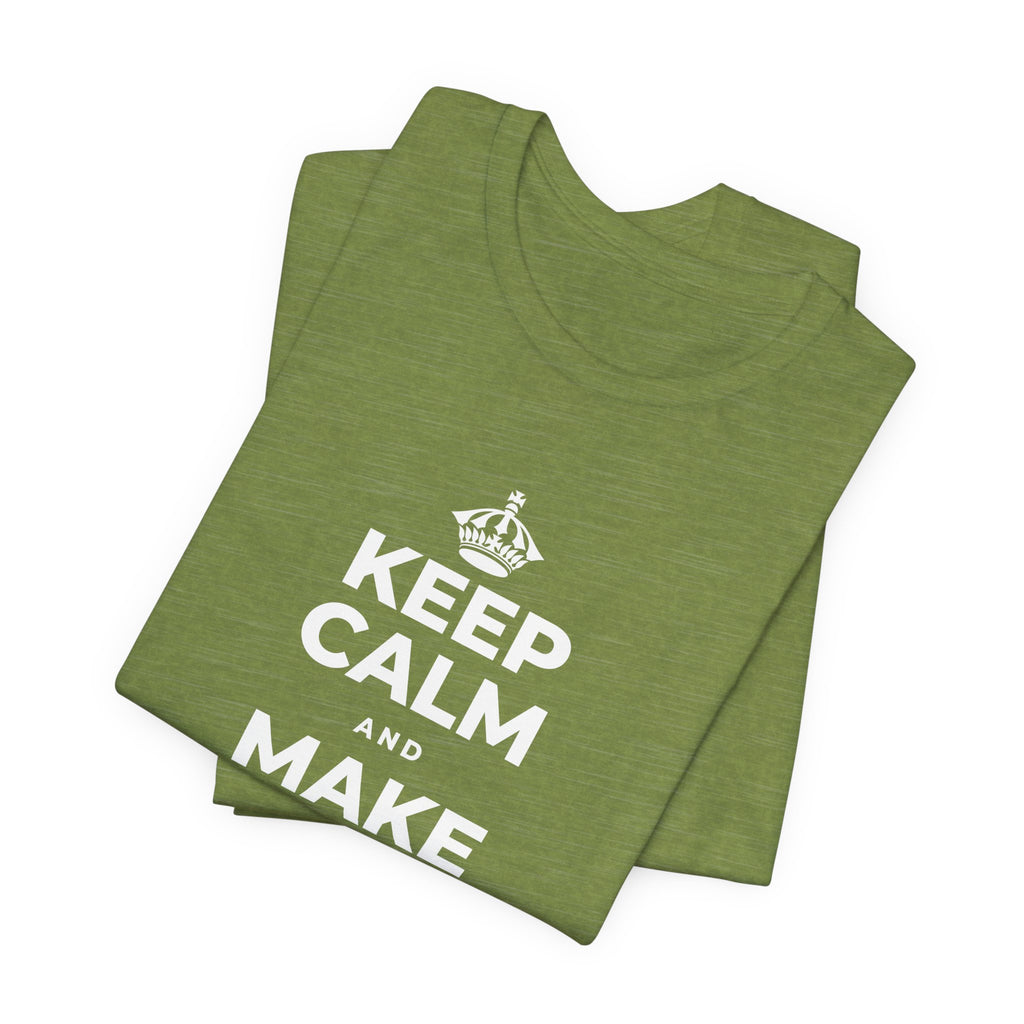 KEEP CALM AND MAKE MUSIC THAT HEALS T-Shirt (Baby Blue–Silver)