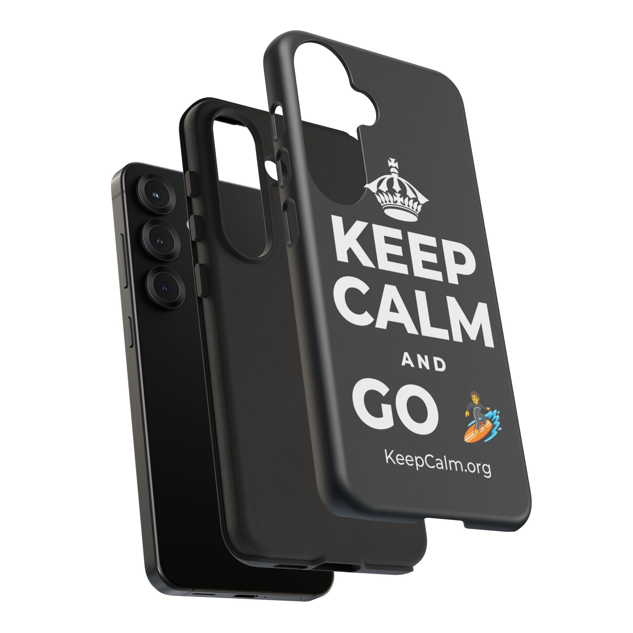 KEEP CALM AND GO 🏄 Phone Case (Dark)