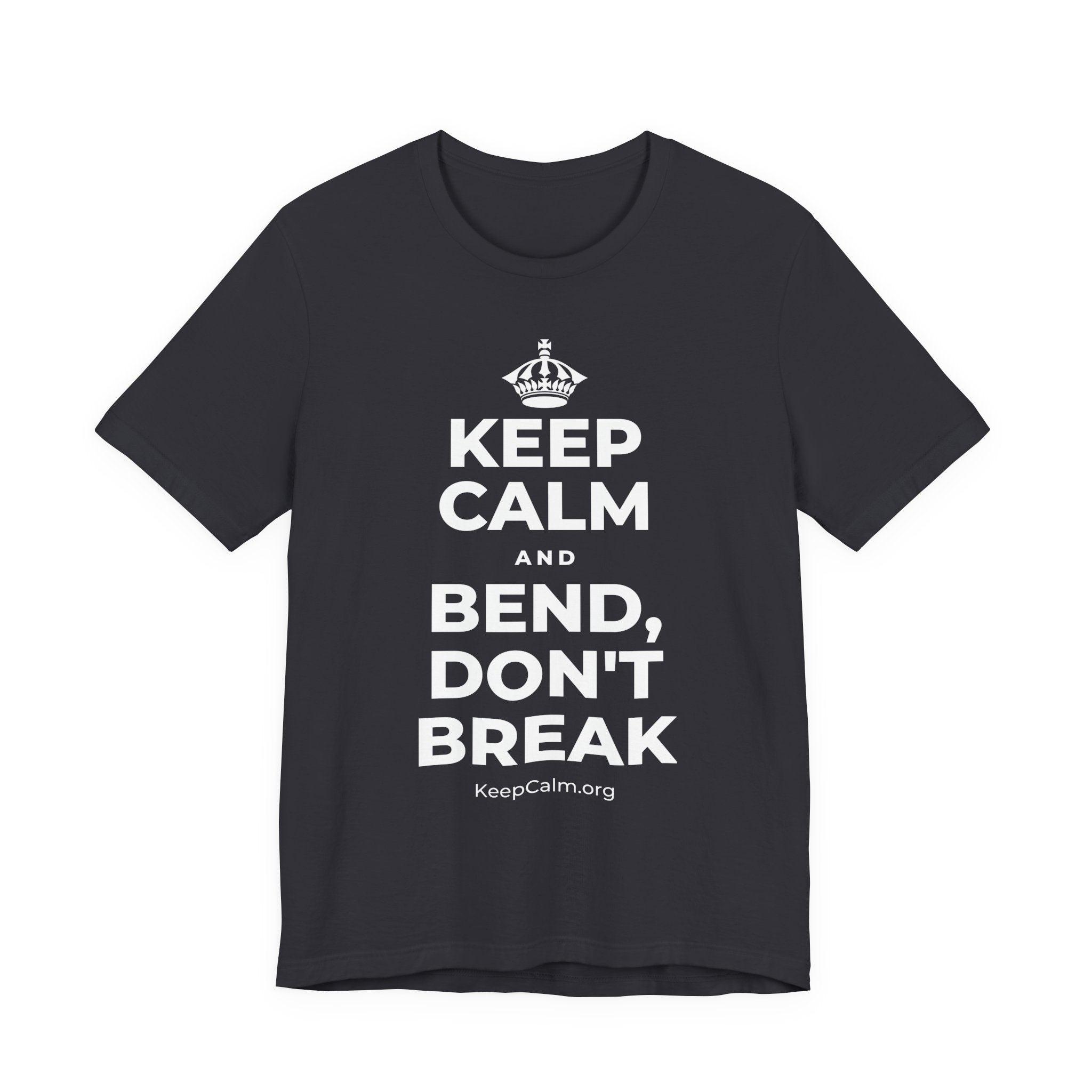 KEEP CALM AND BEND, DON'T BREAK T-Shirt (Baby Blue–Silver)