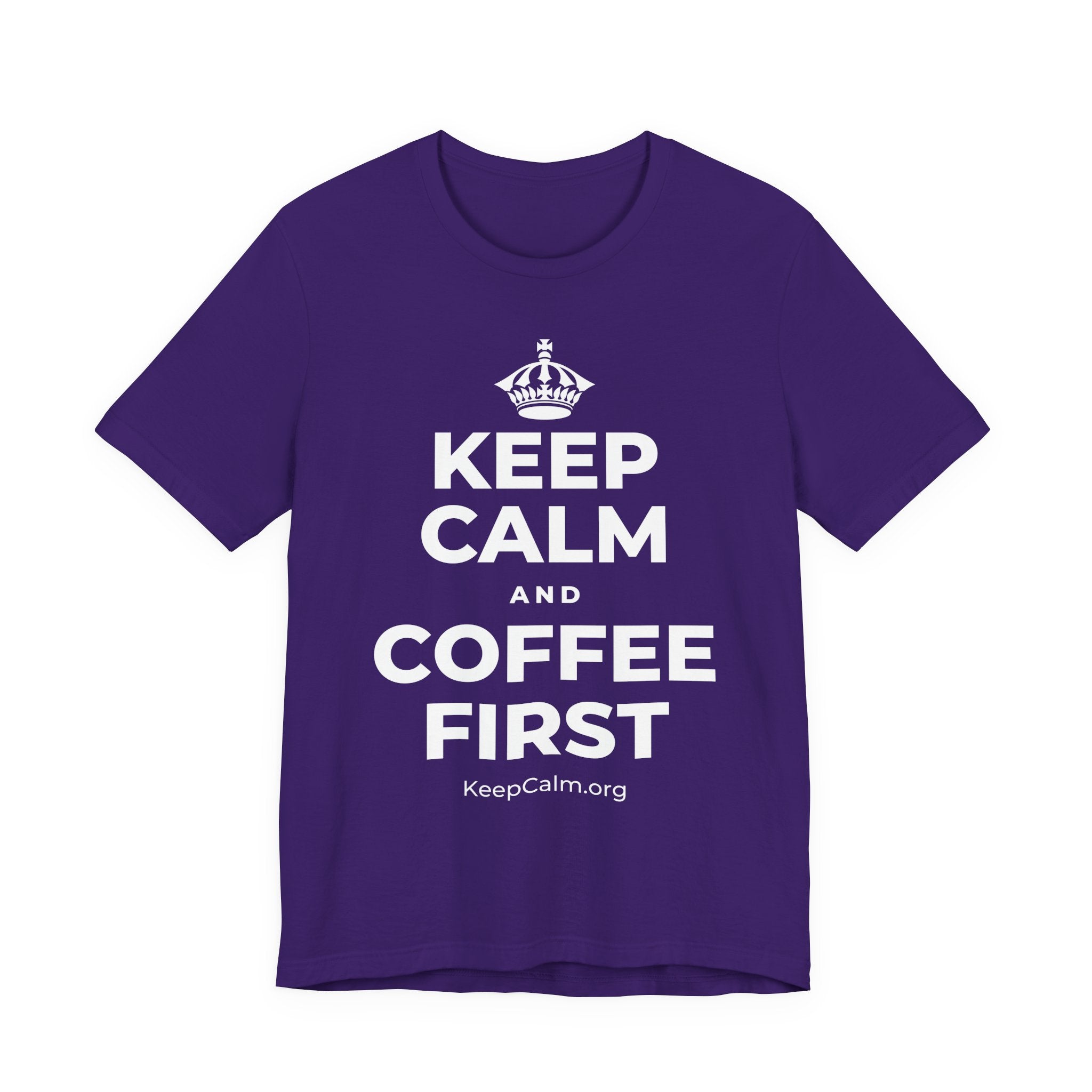 KEEP CALM AND COFFEE FIRST T-Shirt (Soft Cream–Heather Mauve)