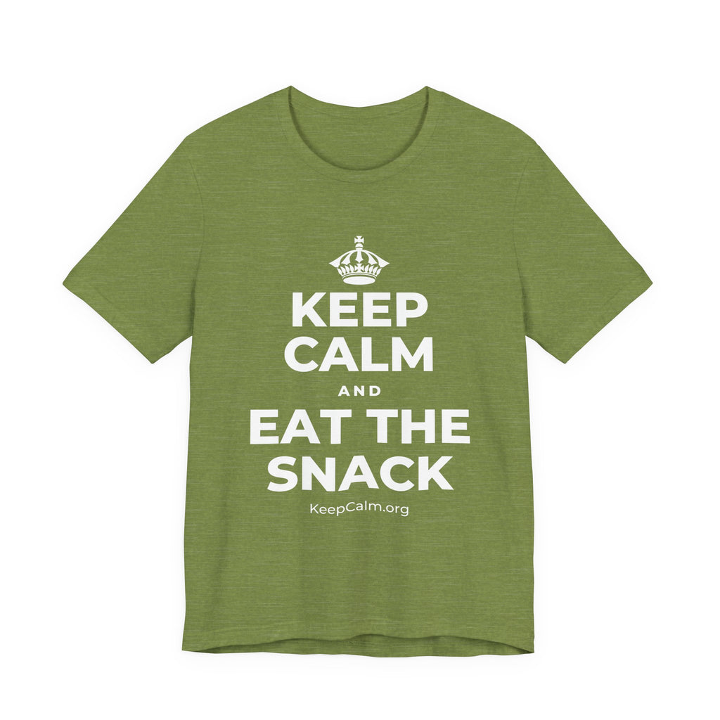 KEEP CALM AND EAT THE SNACK T-Shirt (Baby Blue–Silver)