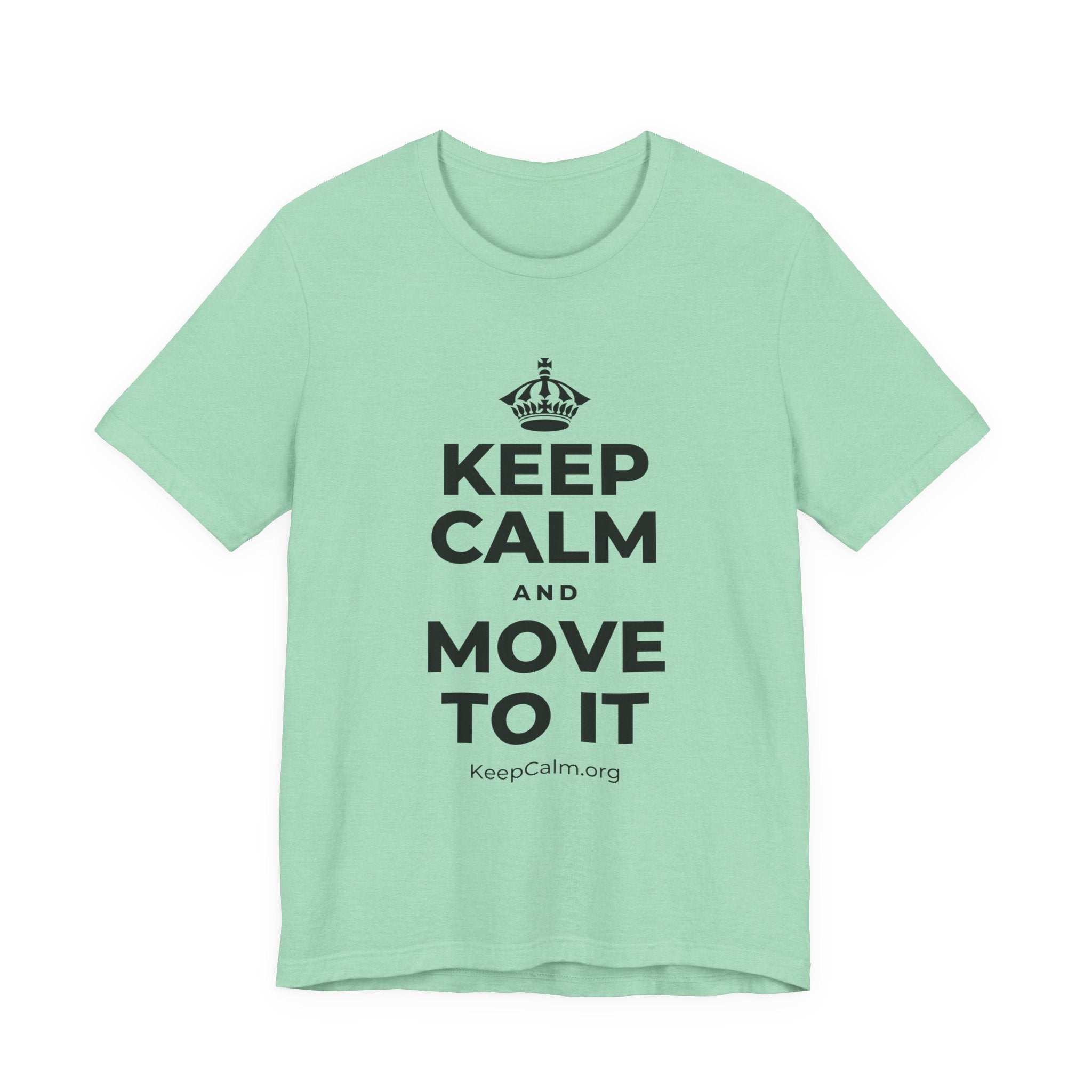 KEEP CALM AND MOVE TO IT T-Shirt (Baby Blue–Silver)