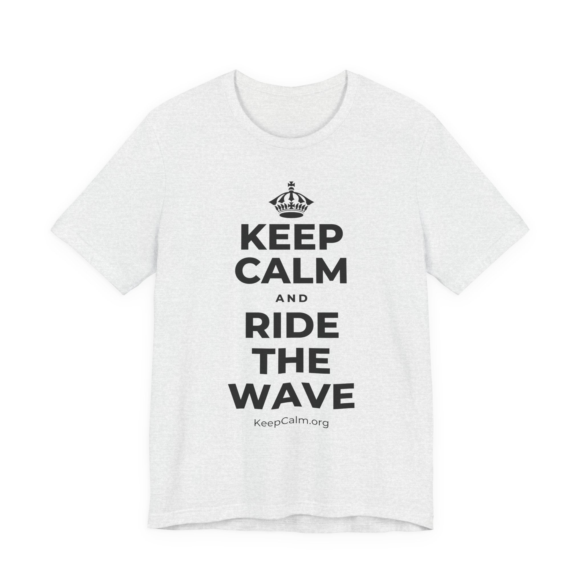 KEEP CALM AND RIDE THE WAVE T-Shirt (Soft Cream–Heather Mauve)