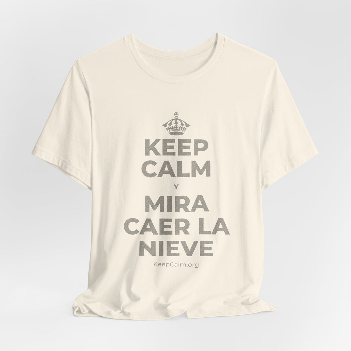 KEEP CALM Y MIRA CAER LA NIEVE T-Shirt (White–Asphalt)