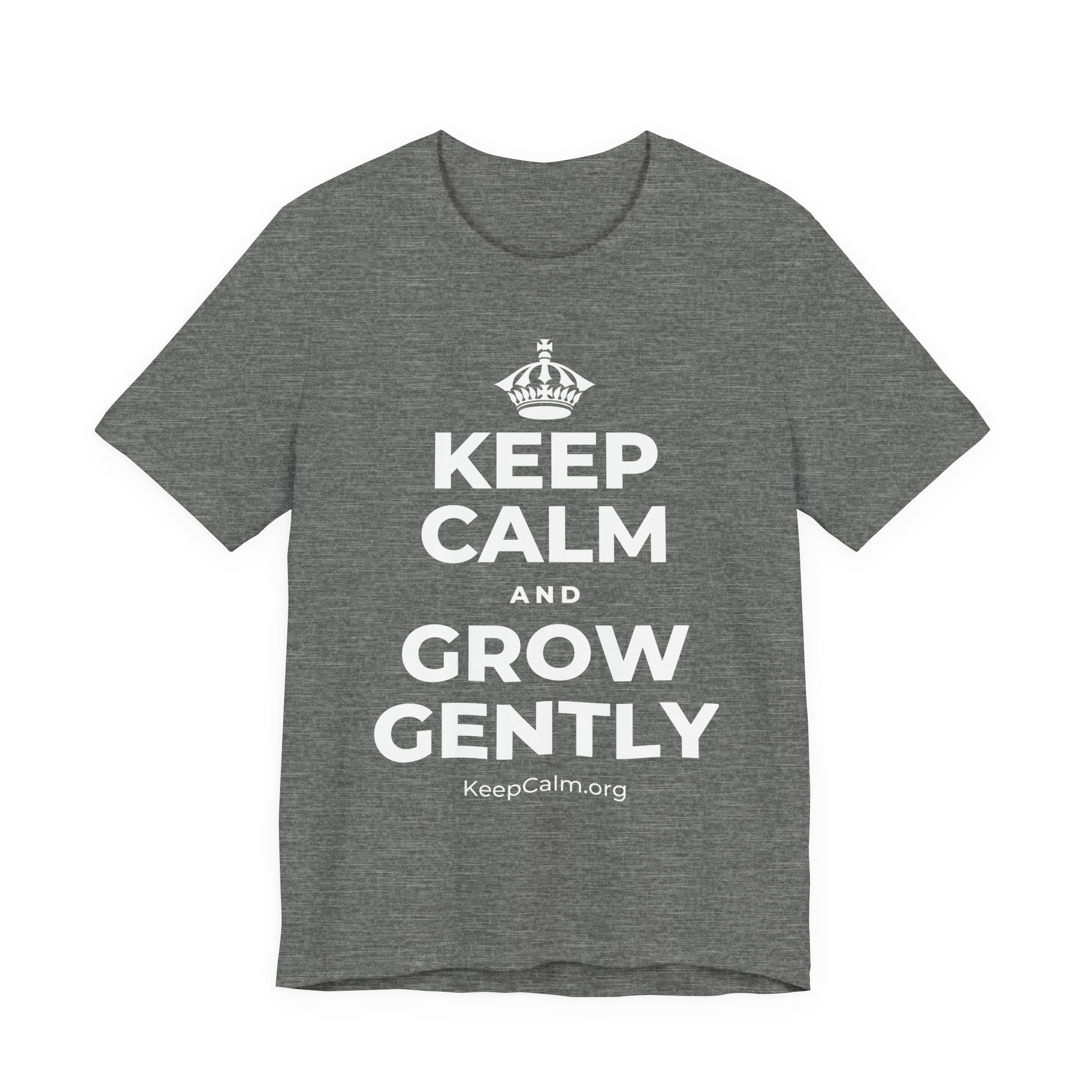 KEEP CALM AND GROW GENTLY T-Shirt (Baby Blue–Silver)