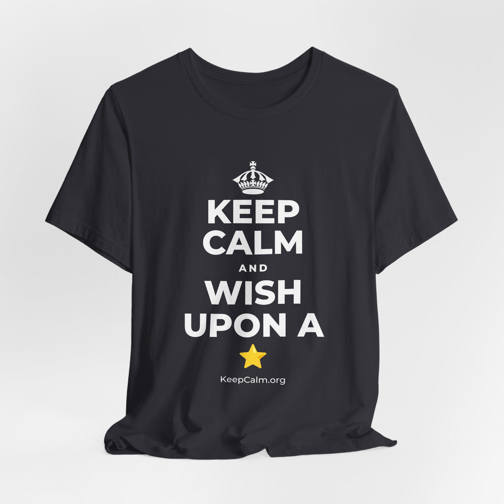 KEEP CALM AND WISH UPON A ⭐ T-Shirt (Baby Blue–Silver)