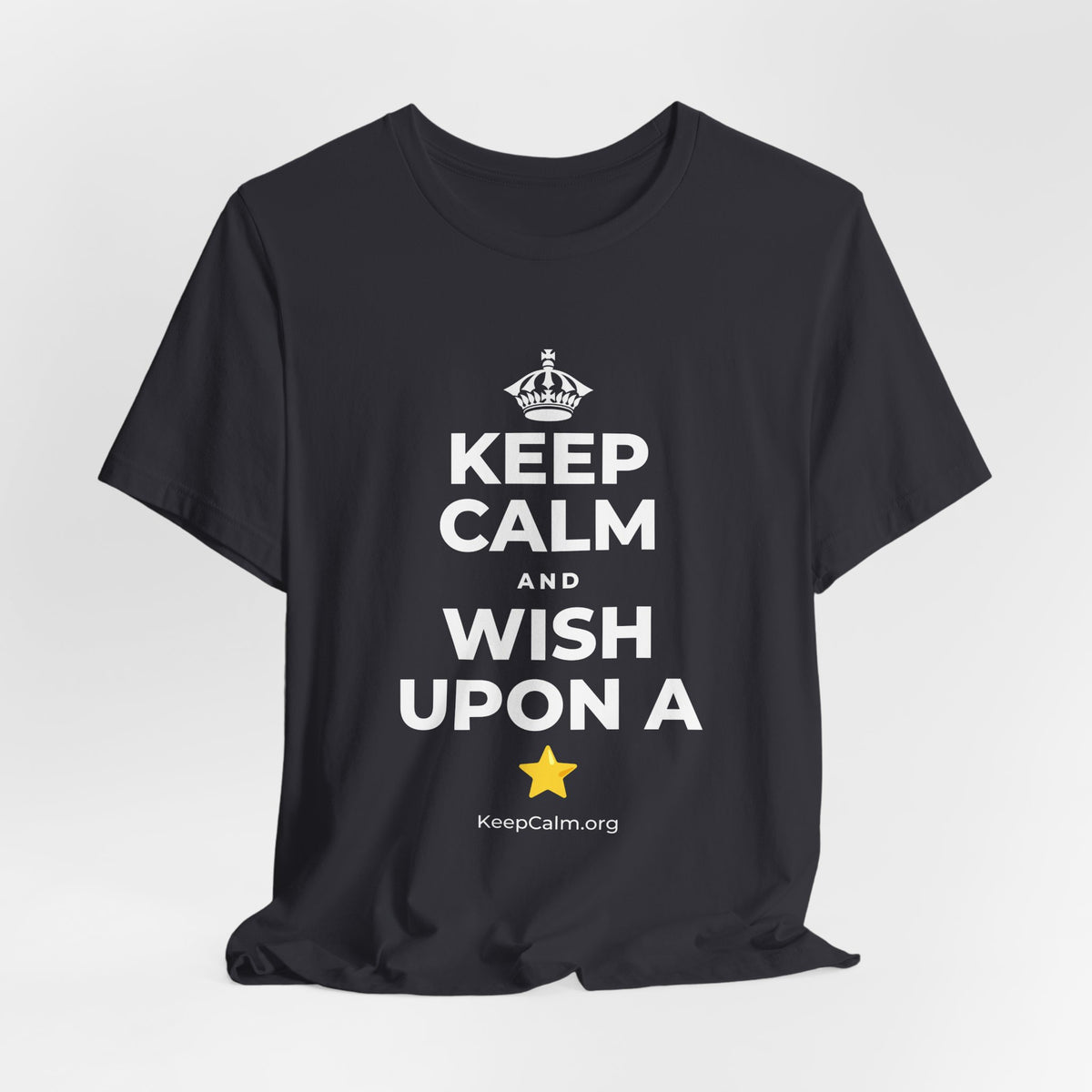 KEEP CALM AND WISH UPON A ⭐ T-Shirt (Baby Blue–Silver)