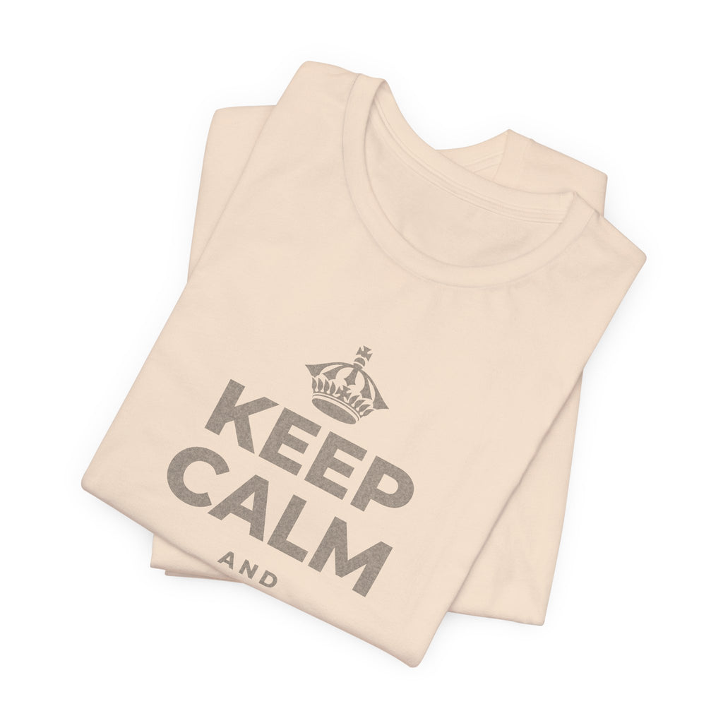 KEEP CALM AND GO ANYWAY T-Shirt (Soft Cream–Heather Mauve)