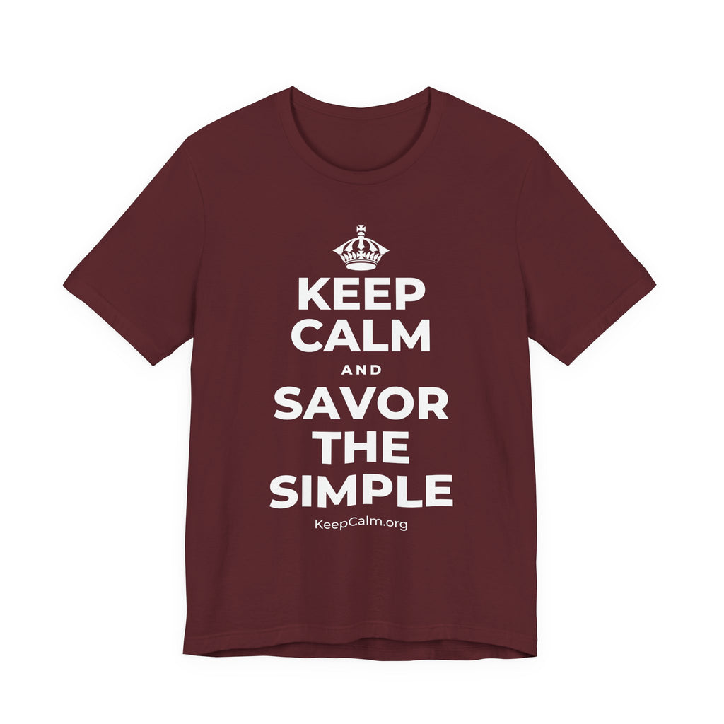 KEEP CALM AND SAVOR THE SIMPLE T-Shirt (Baby Blue–Silver)