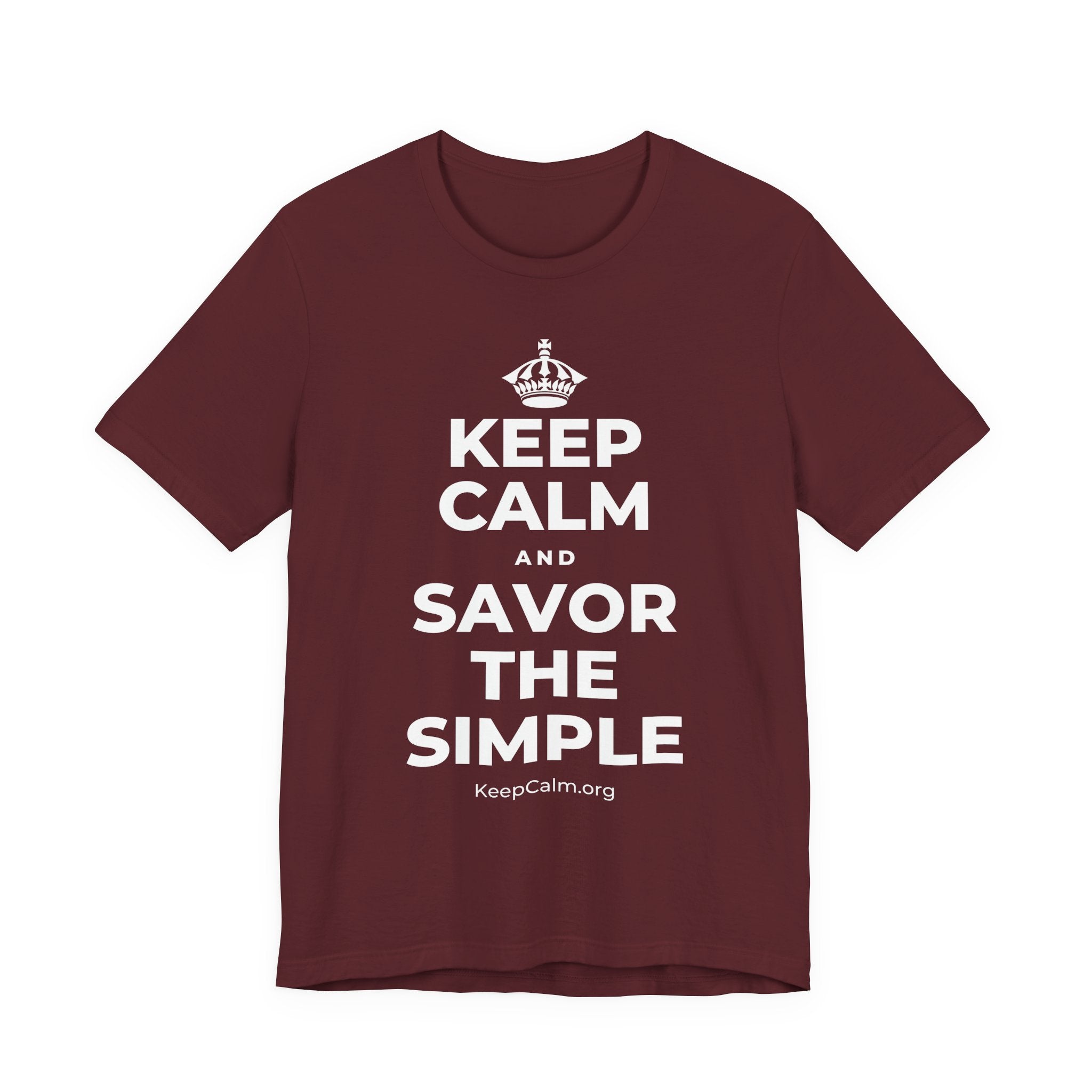 KEEP CALM AND SAVOR THE SIMPLE T-Shirt (Baby Blue–Silver)