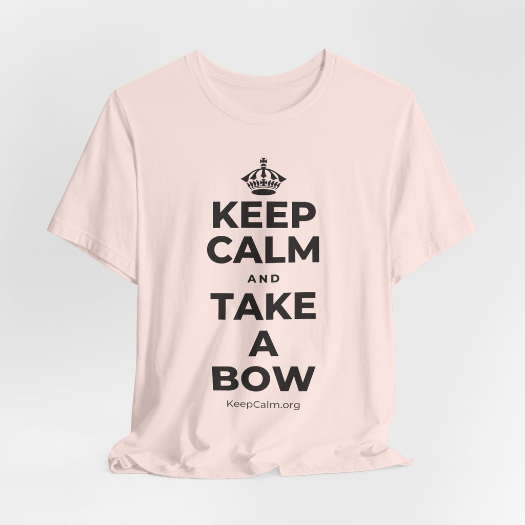 KEEP CALM AND TAKE A BOW T-Shirt (Soft Cream–Heather Mauve)