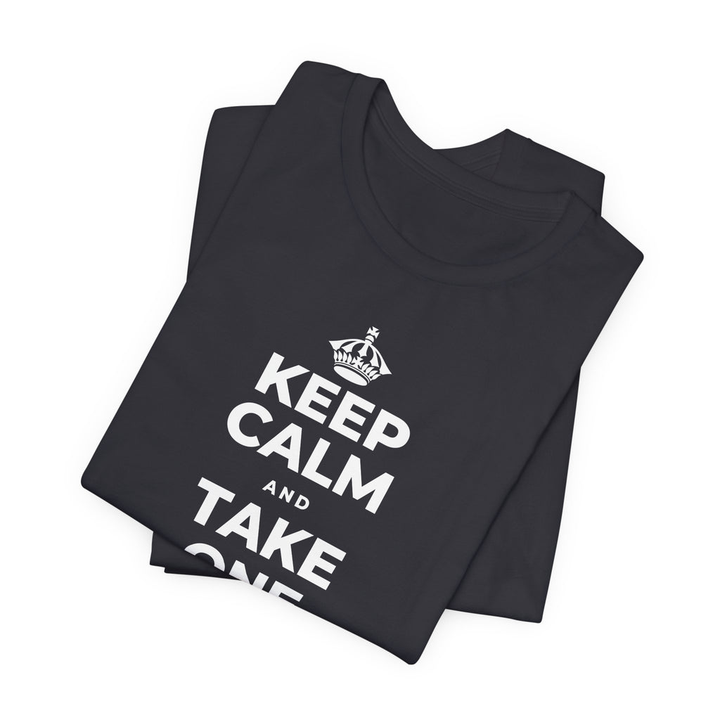 KEEP CALM AND TAKE ONE BREATH AT A TIME T-Shirt (Baby Blue–Silver)