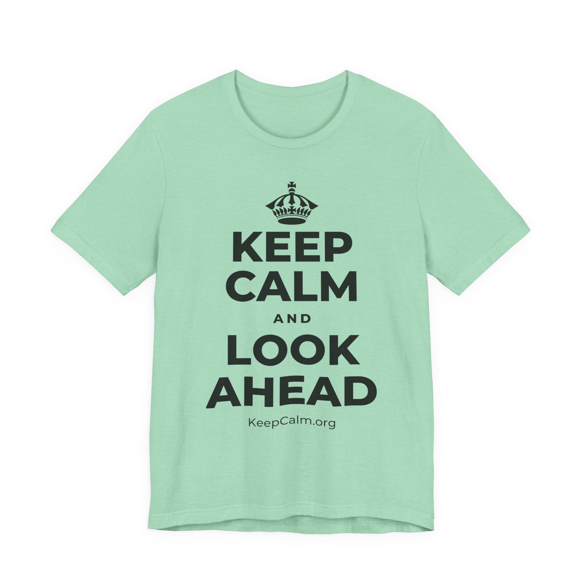 KEEP CALM AND LOOK AHEAD T-Shirt (Baby Blue–Silver)