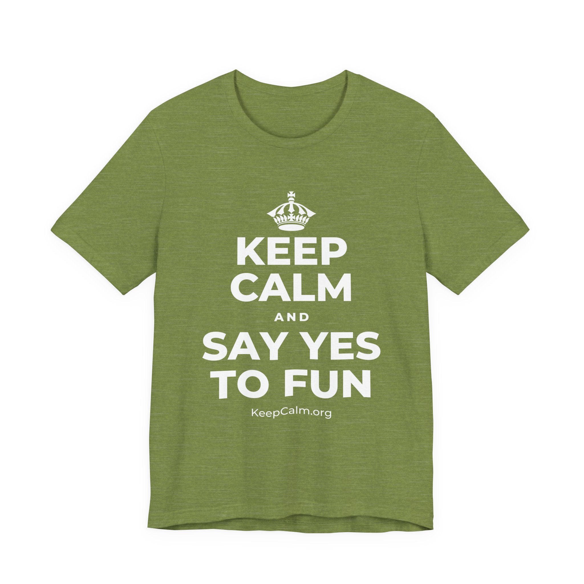 KEEP CALM AND SAY YES TO FUN T-Shirt (Baby Blue–Silver)