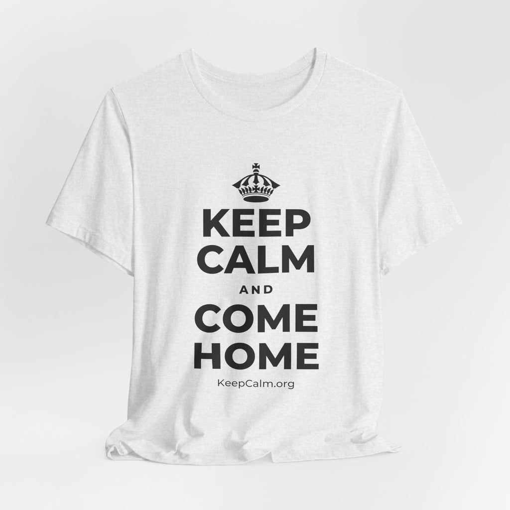 KEEP CALM AND COME HOME T-Shirt (Soft Cream–Heather Mauve)