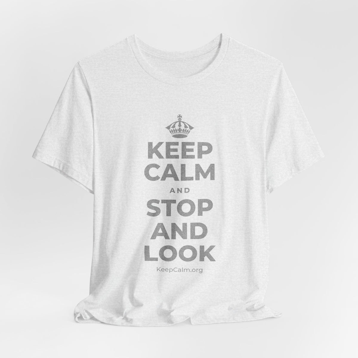 KEEP CALM AND STOP AND LOOK T-Shirt (Soft Cream–Heather Mauve)