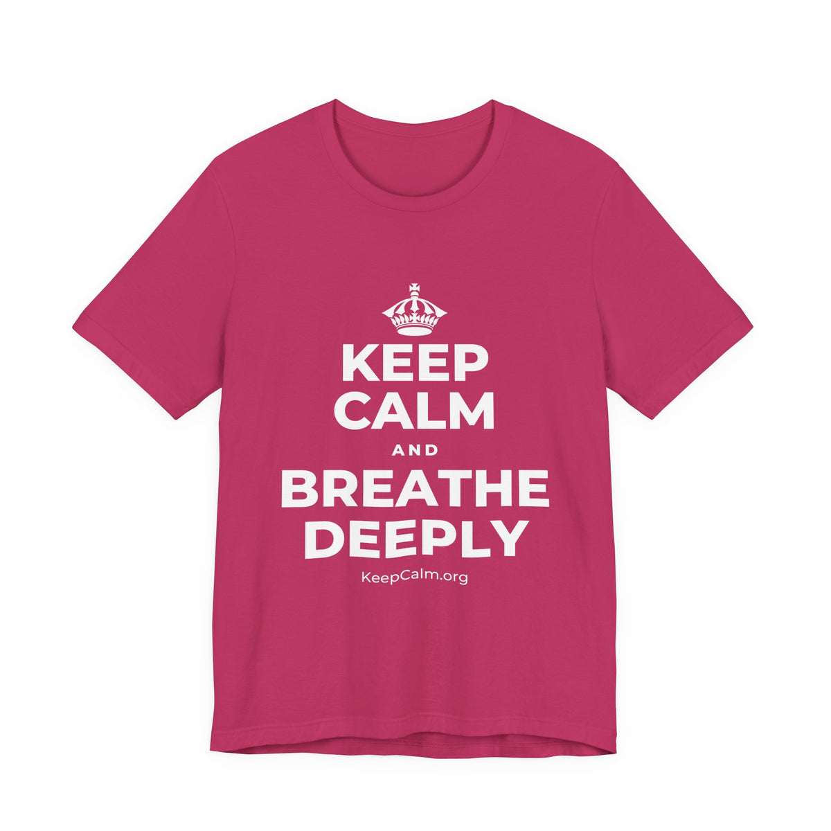 KEEP CALM AND BREATHE DEEPLY T-Shirt (Baby Blue–Silver)