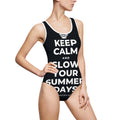 KEEP CALM AND SLOW YOUR SUMMER DAYS One-Piece Swimsuit (Dark)