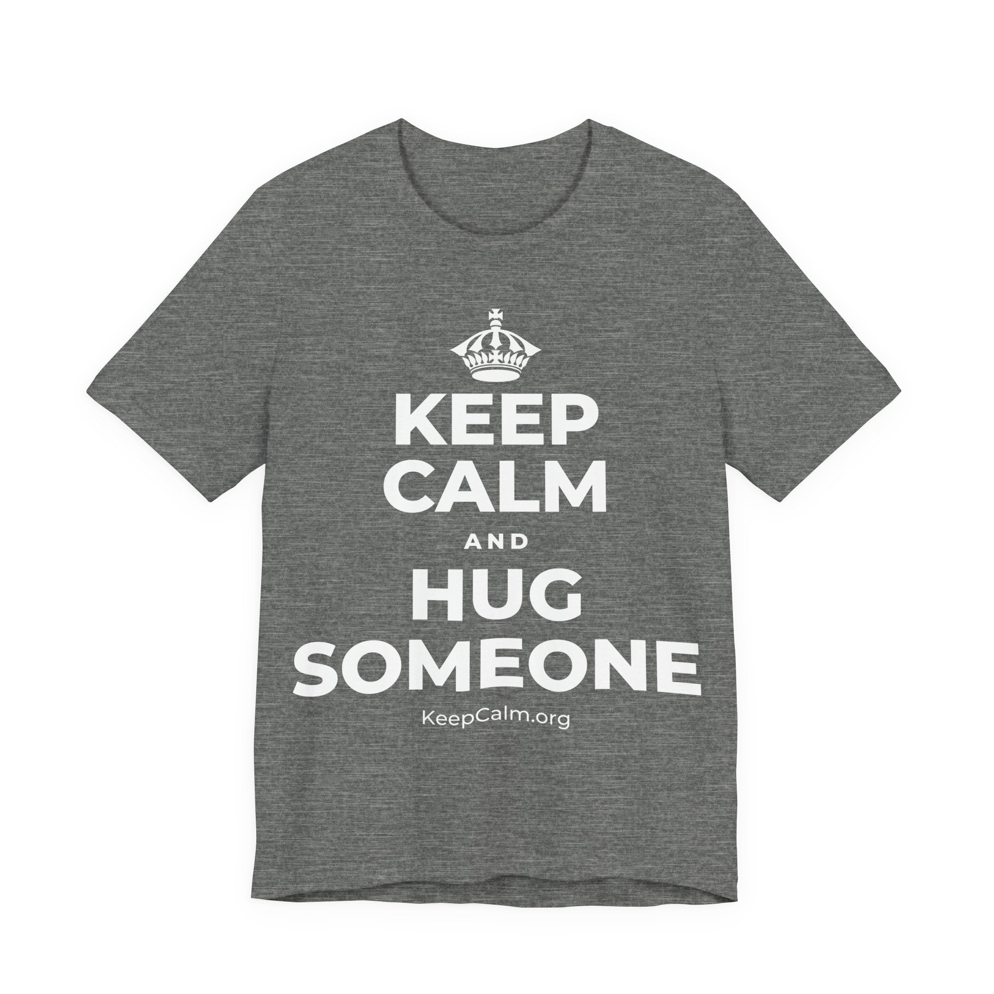 KEEP CALM AND HUG SOMEONE T-Shirt (Baby Blue–Silver)