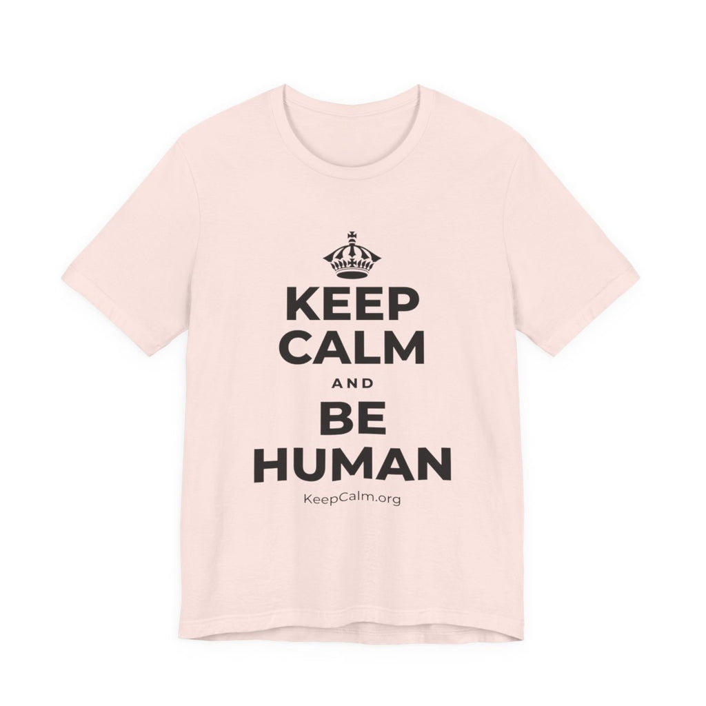 KEEP CALM AND BE HUMAN T-Shirt (Soft Cream–Heather Mauve)