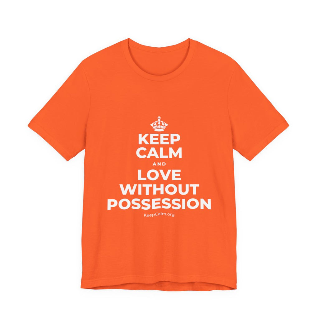 KEEP CALM AND LOVE WITHOUT POSSESSION T-Shirt (Baby Blue–Silver)