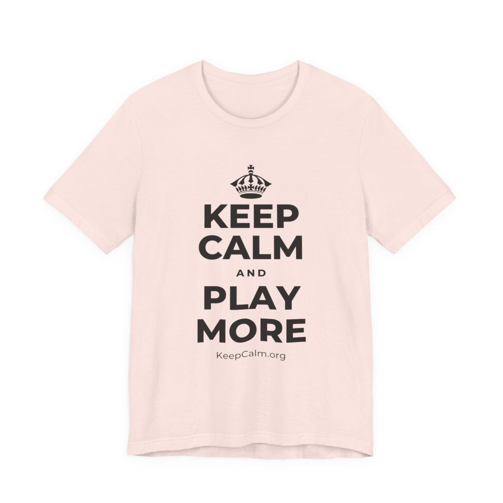KEEP CALM AND PLAY MORE T-Shirt (Soft Cream–Heather Mauve)