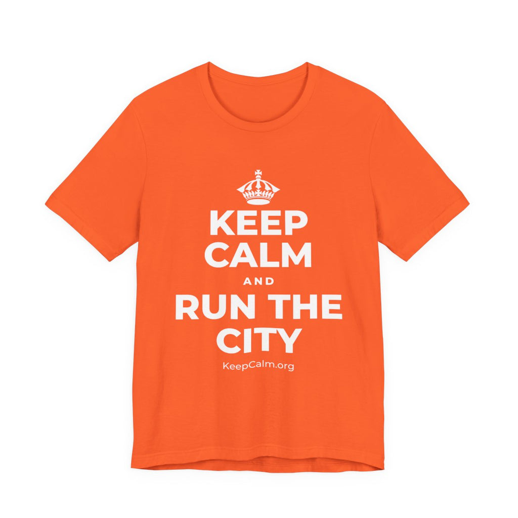 KEEP CALM AND RUN THE CITY T-Shirt (Baby Blue–Silver)