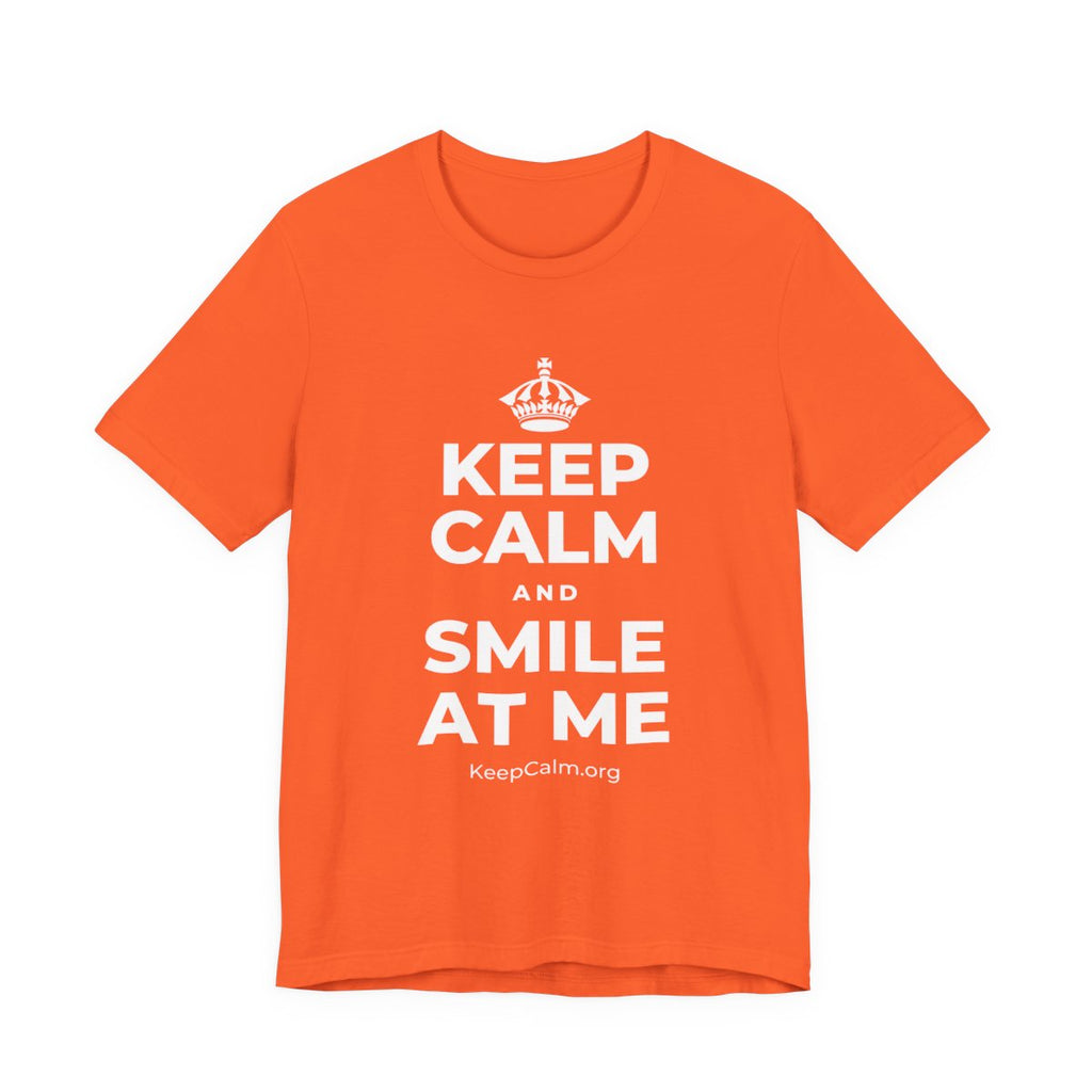KEEP CALM AND SMILE AT ME T-Shirt (Baby Blue–Silver)