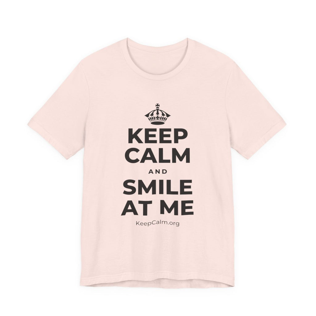 KEEP CALM AND SMILE AT ME T-Shirt (Soft Cream–Heather Mauve)