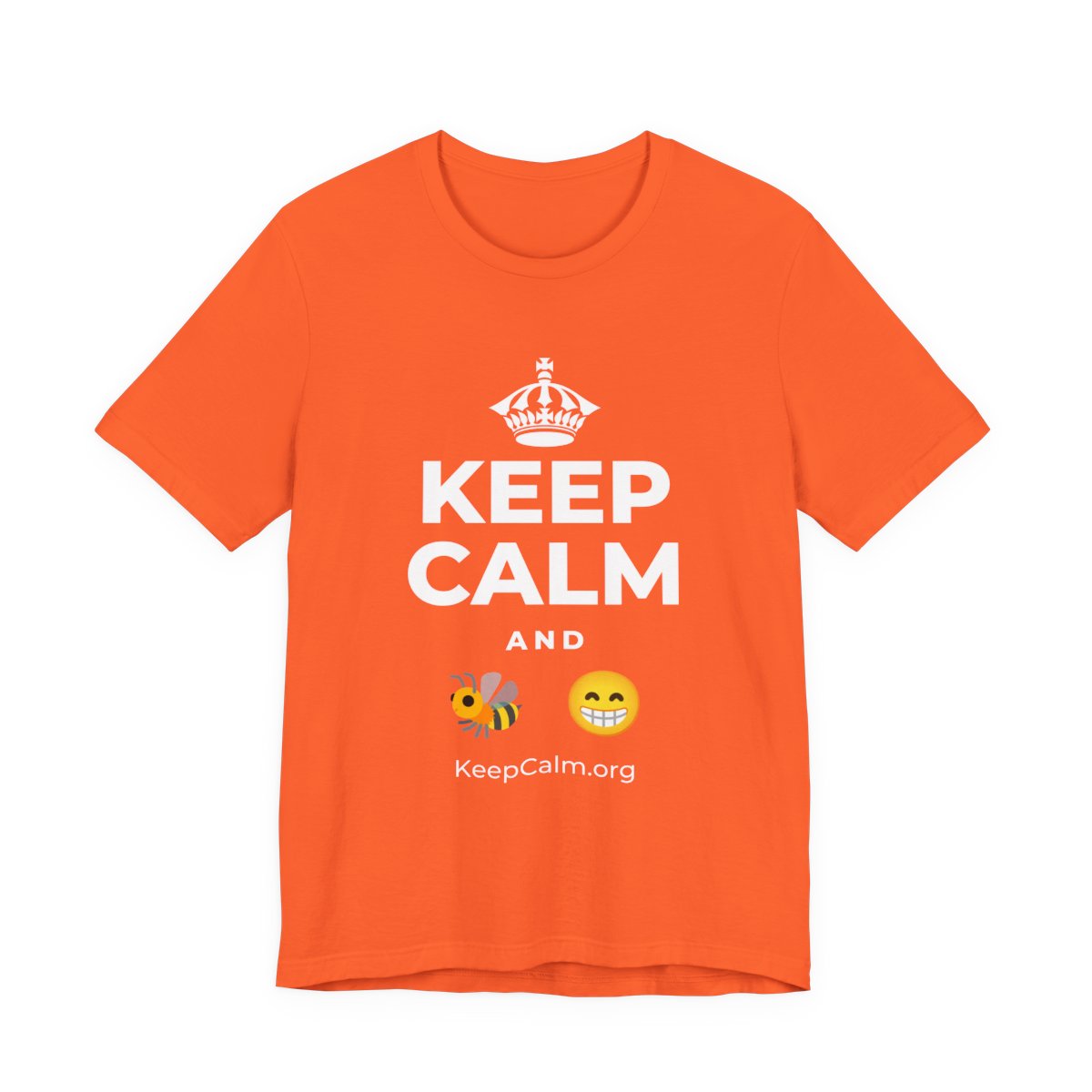 KEEP CALM AND BEE HAPPY T-Shirt (Baby Blue–Silver)